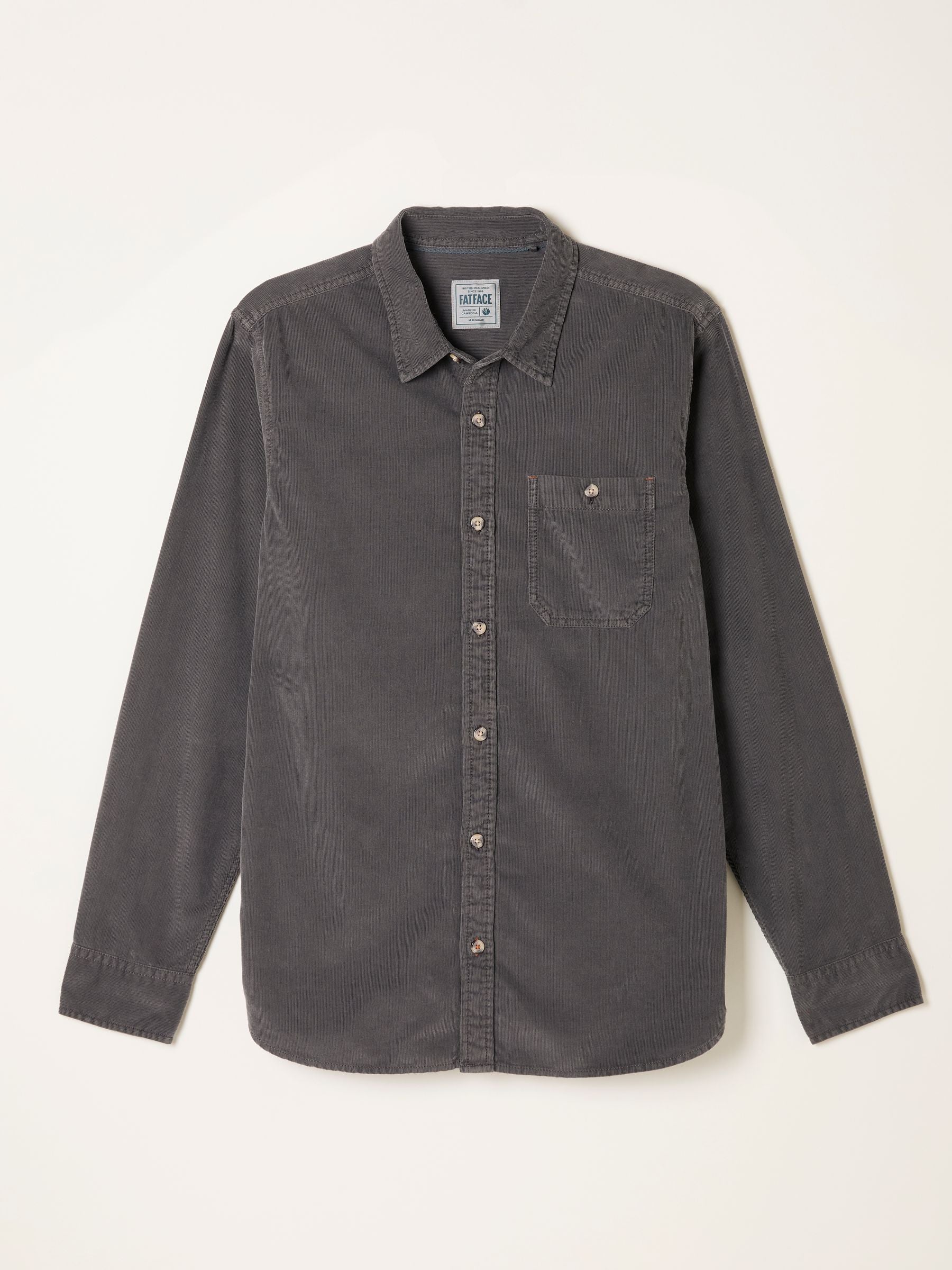 Dark Grey Long Sleeve Cord Shirt