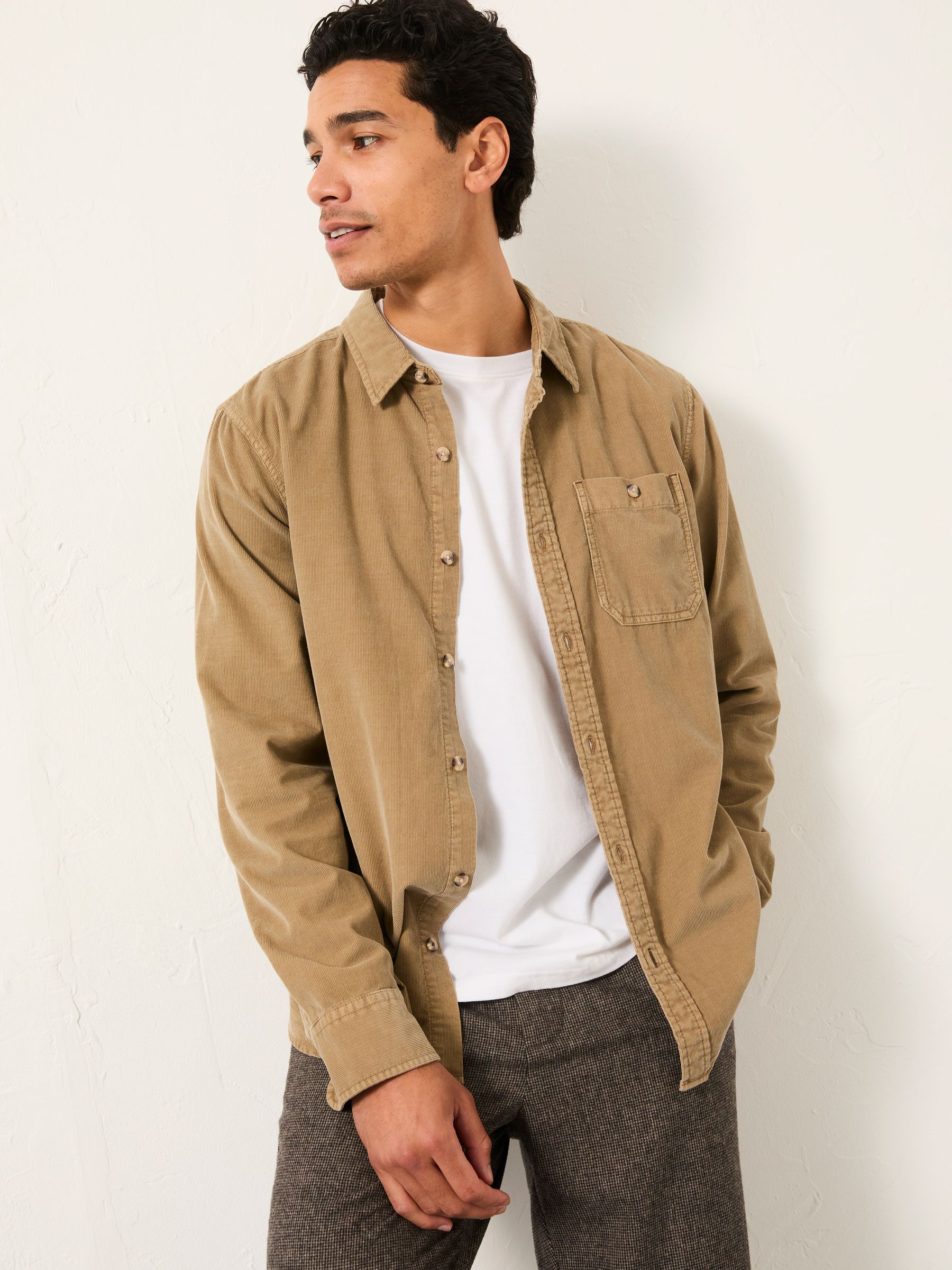 Dark Natural Long Sleeve Cord Shirt