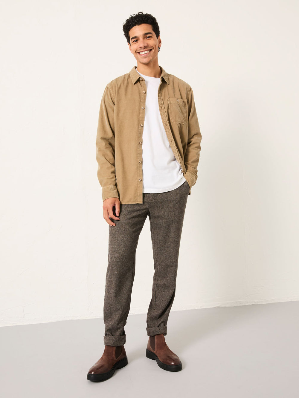 Dark Natural Long Sleeve Cord Shirt
