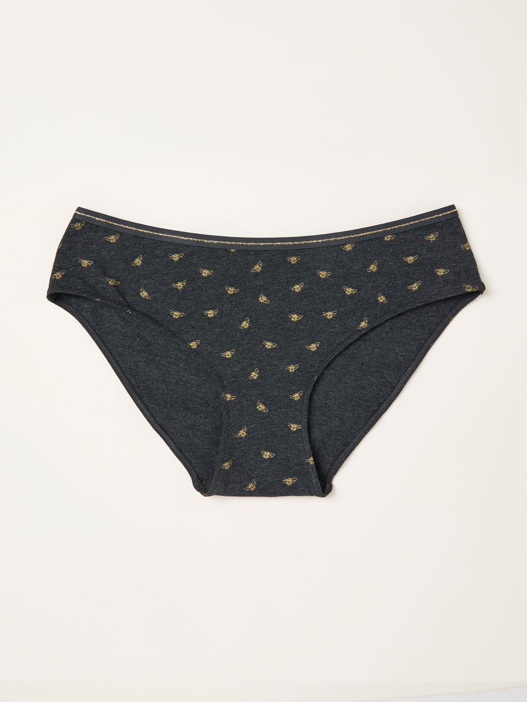 Charcoal Grey Sparkle Bee Classic Knickers