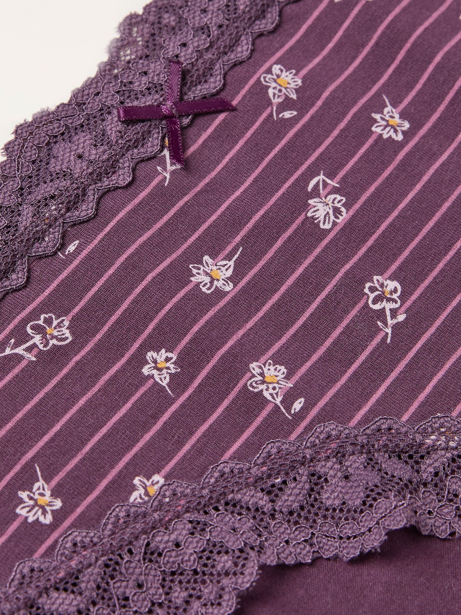 Purple Floral Stripe Classic Knickers