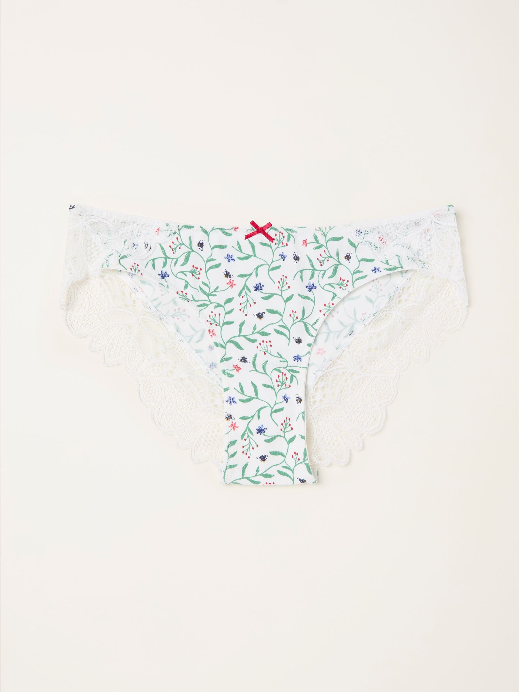 Ivory Bee Floral Brazillian Knickers