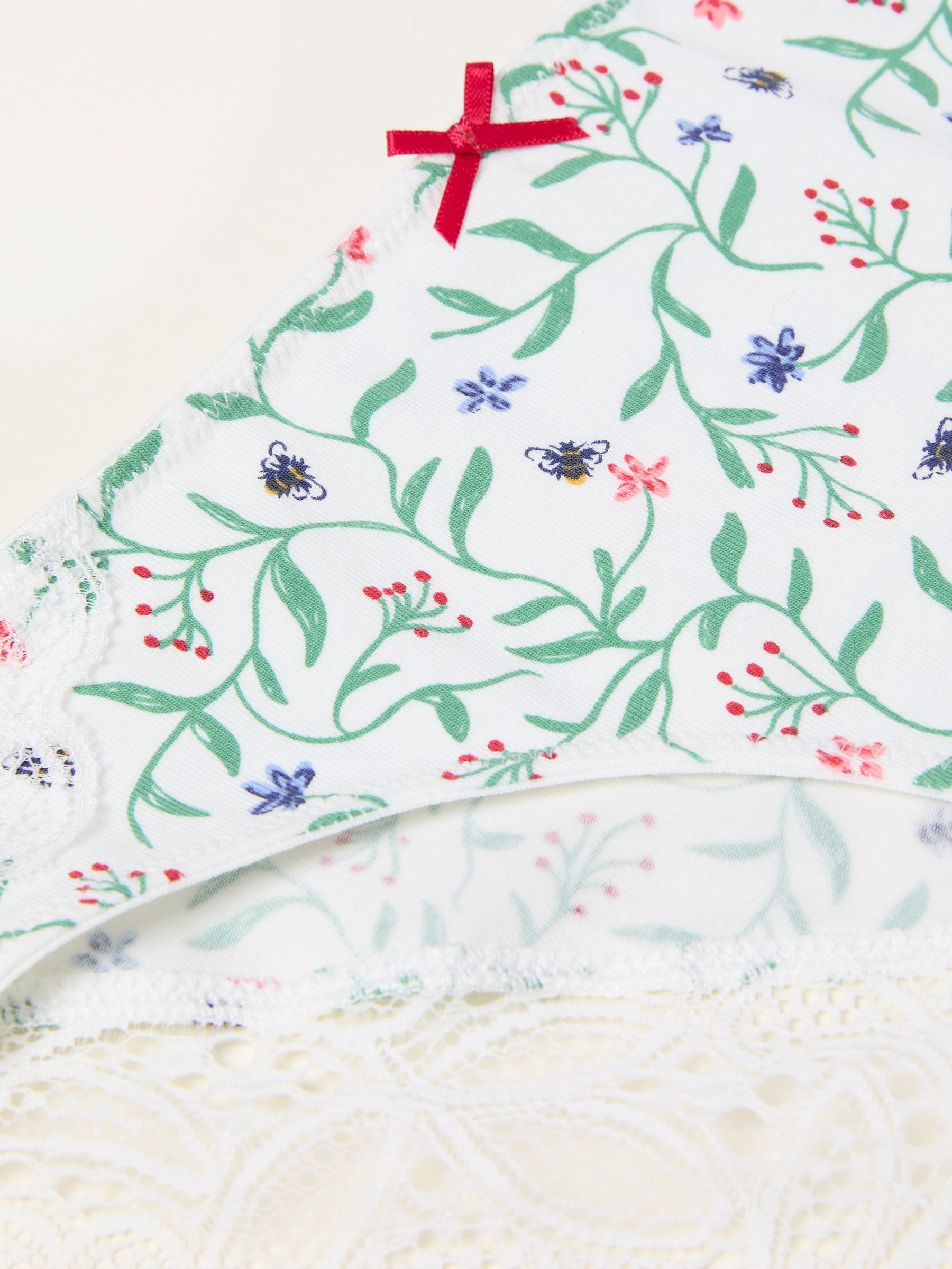 Ivory Bee Floral Brazillian Knickers
