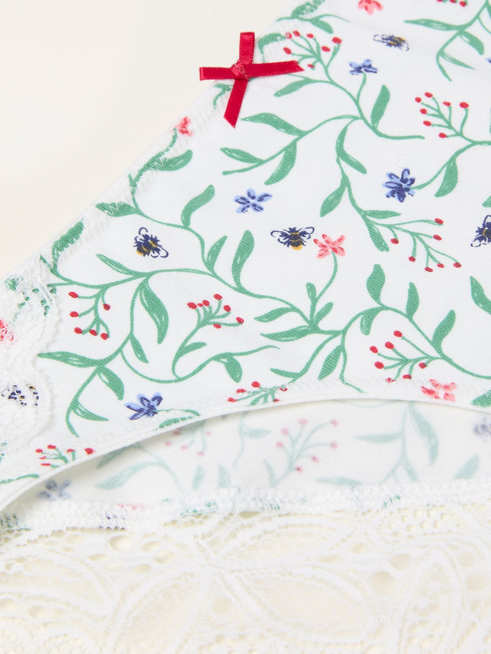 Ivory Bee Floral Brazillian Knickers