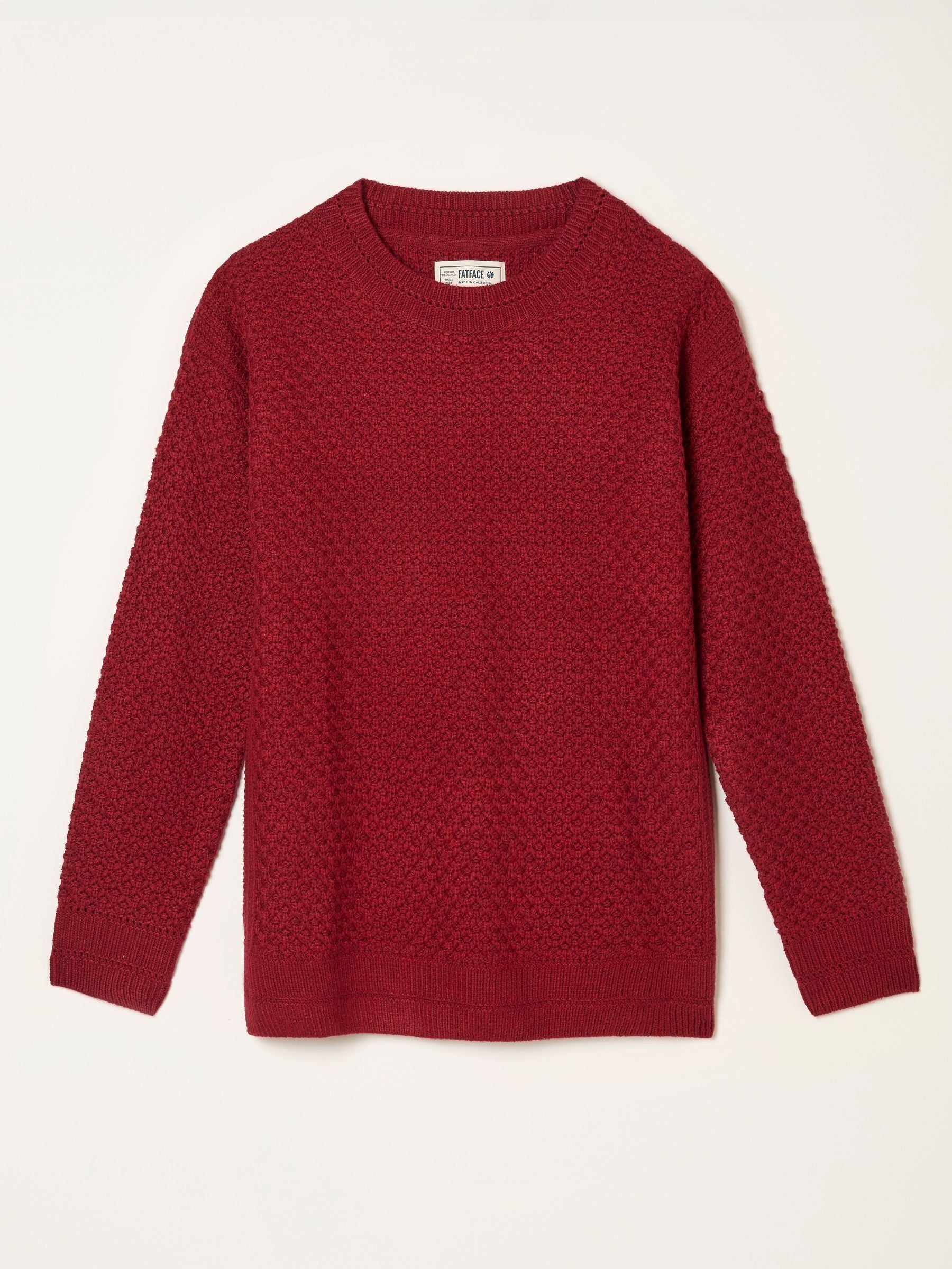 Ella Cherry Red Textured Knitted Jumper