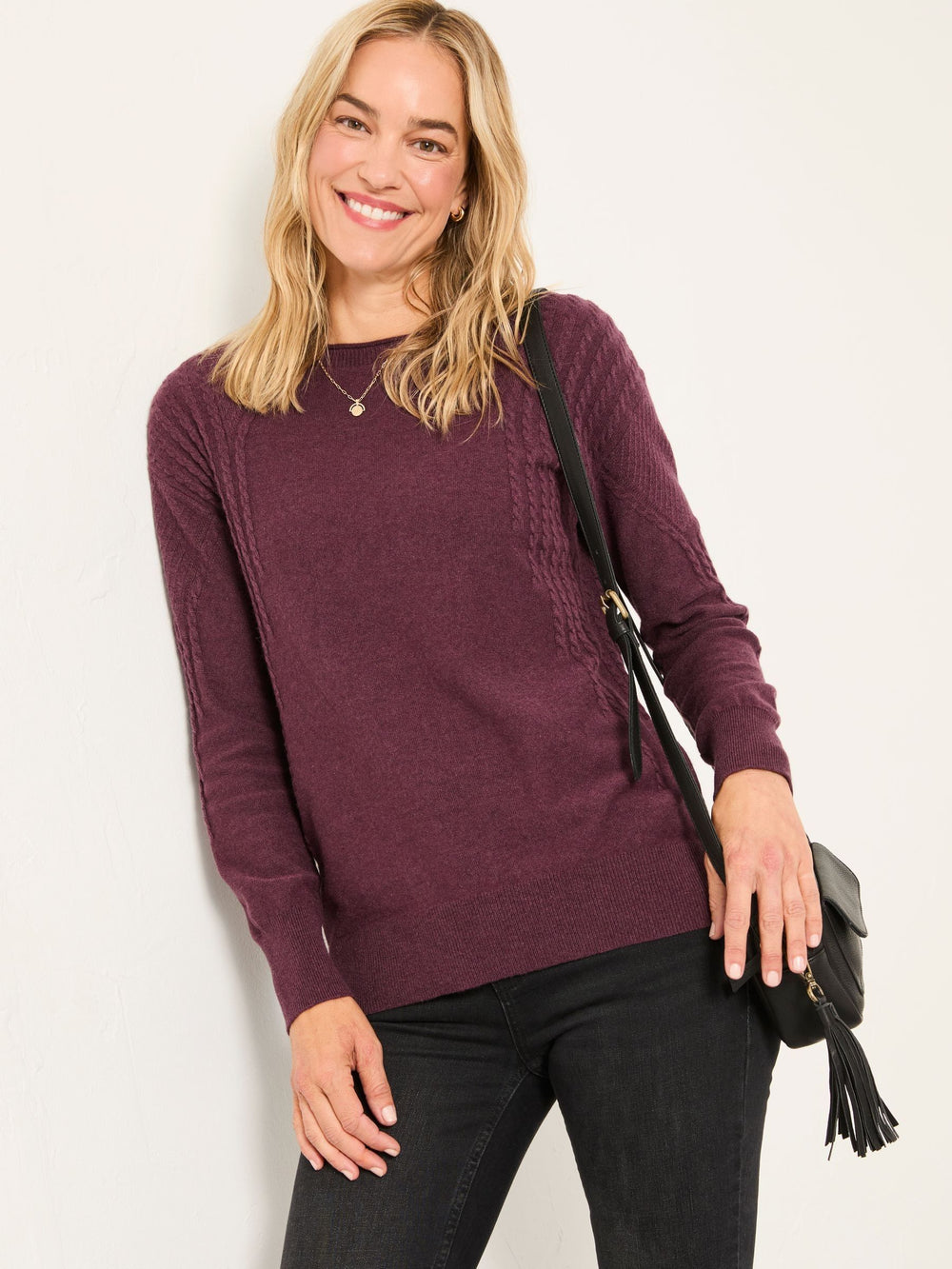 Delphine Dusky Purple Fine Gauge V Neck Jumper