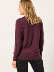 Delphine Dusky Purple Fine Gauge V Neck Jumper