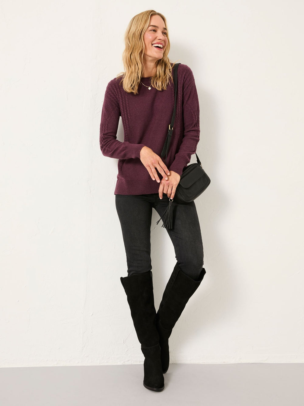 Delphine Dusky Purple Fine Gauge V Neck Jumper