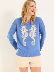 Blue MCS Seahorse Knitted Jumper