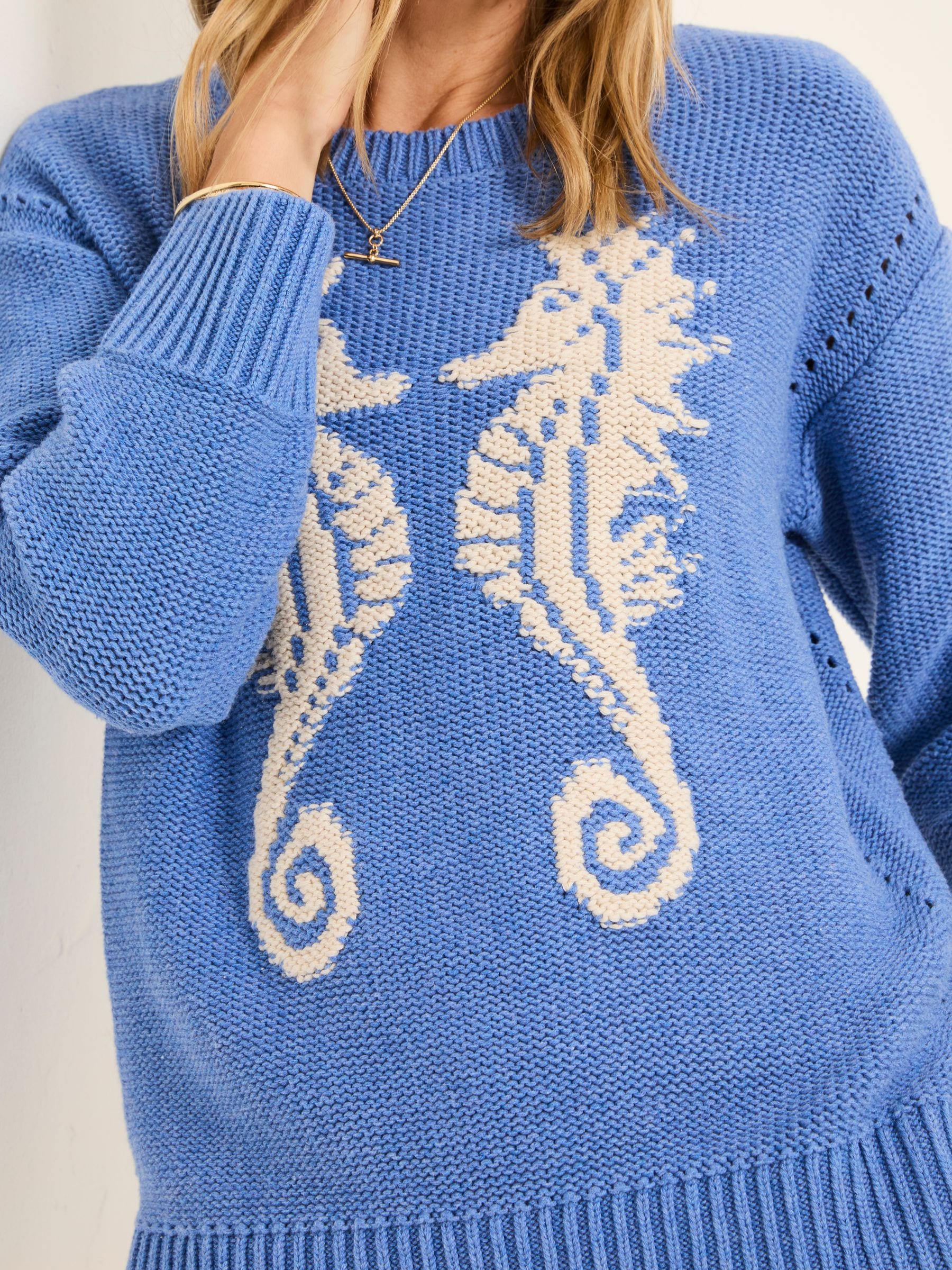 Blue MCS Seahorse Knitted Jumper