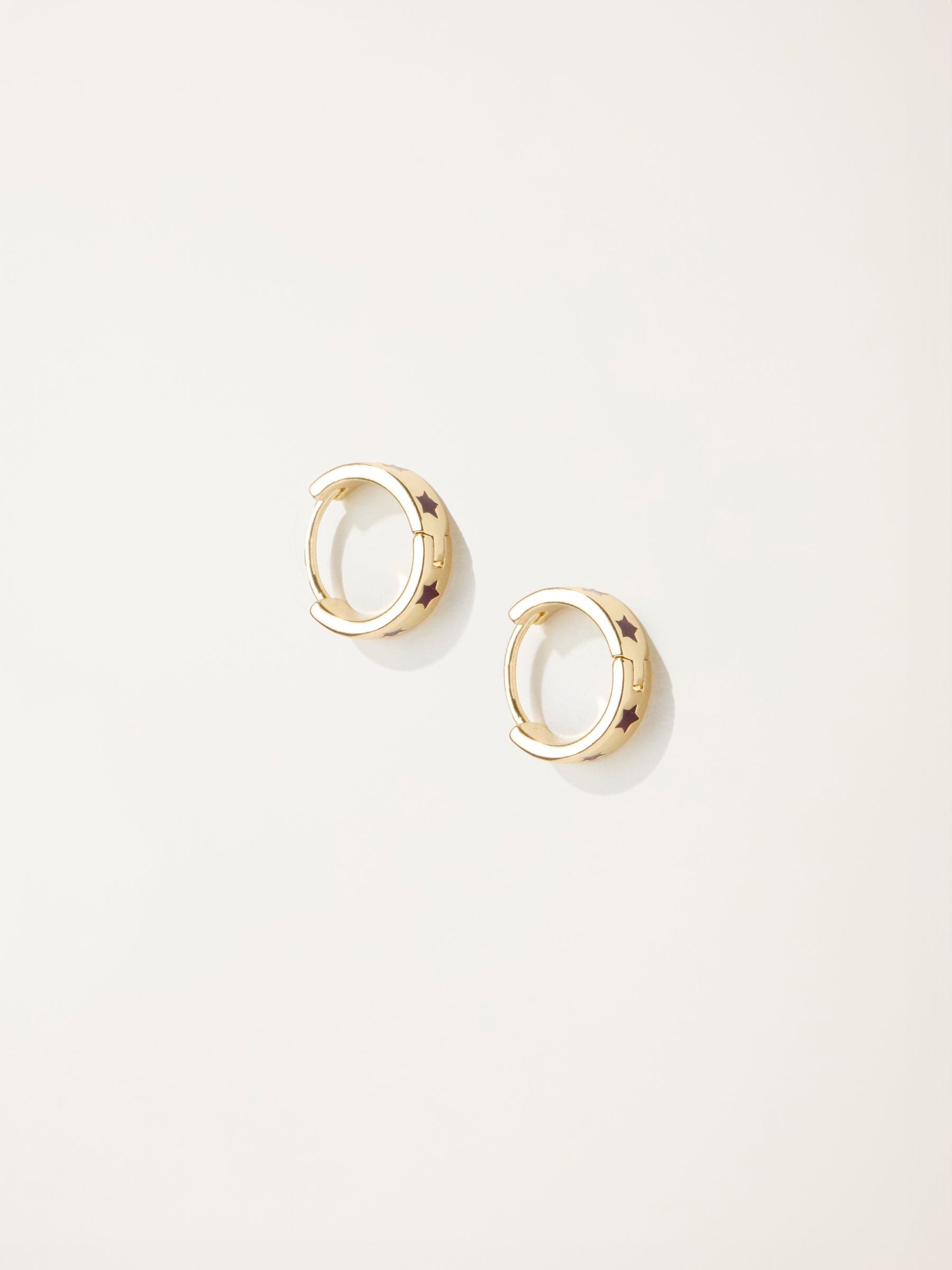 Burgundy Red Enamel Star Stud Earrings