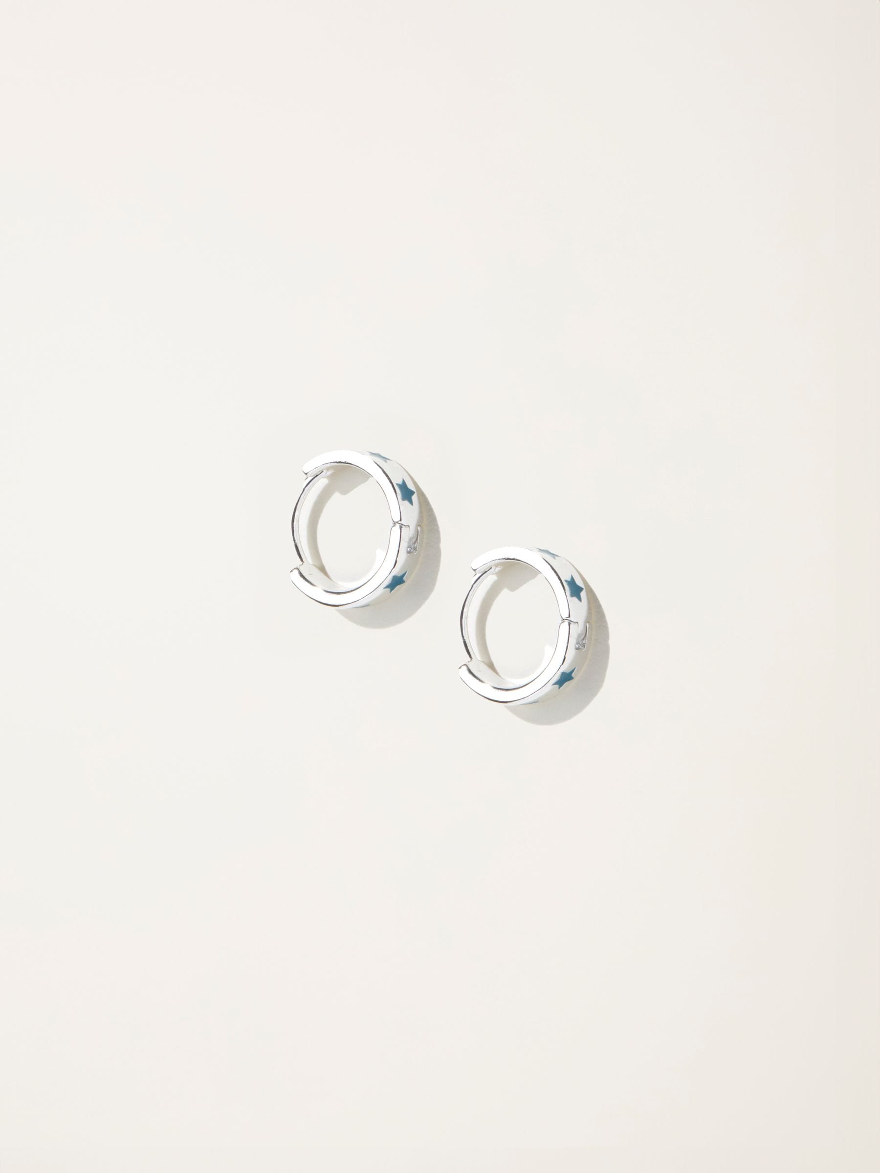 Teal Blue Enamel Star Stud Earrings