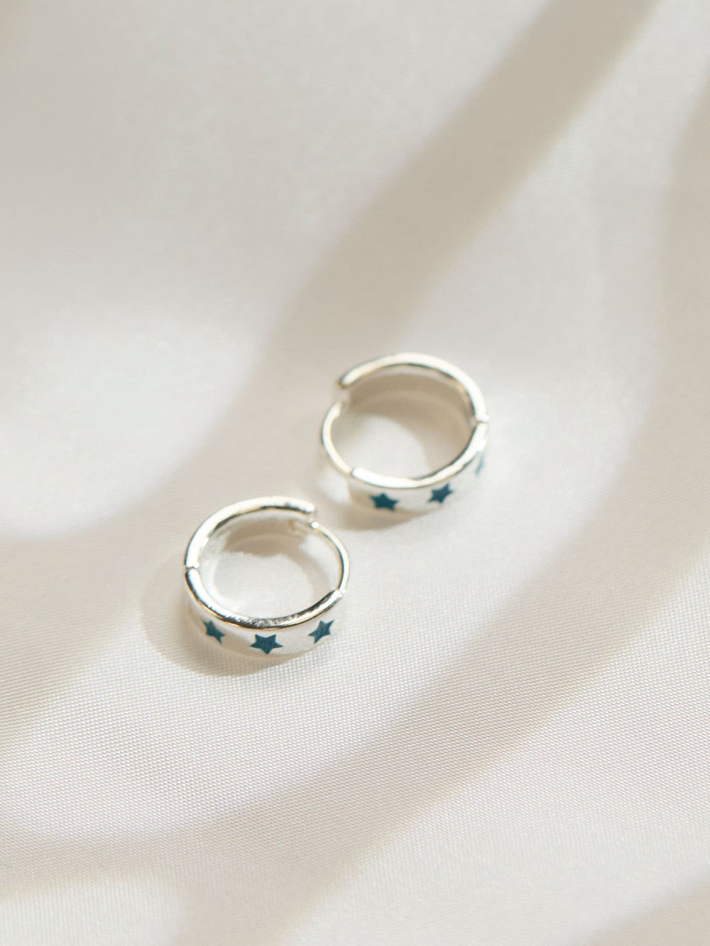 Teal Blue Enamel Star Stud Earrings