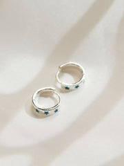 Teal Blue Enamel Star Stud Earrings
