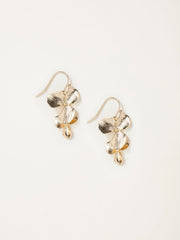 Gold Tone Flower Drop Earrings
