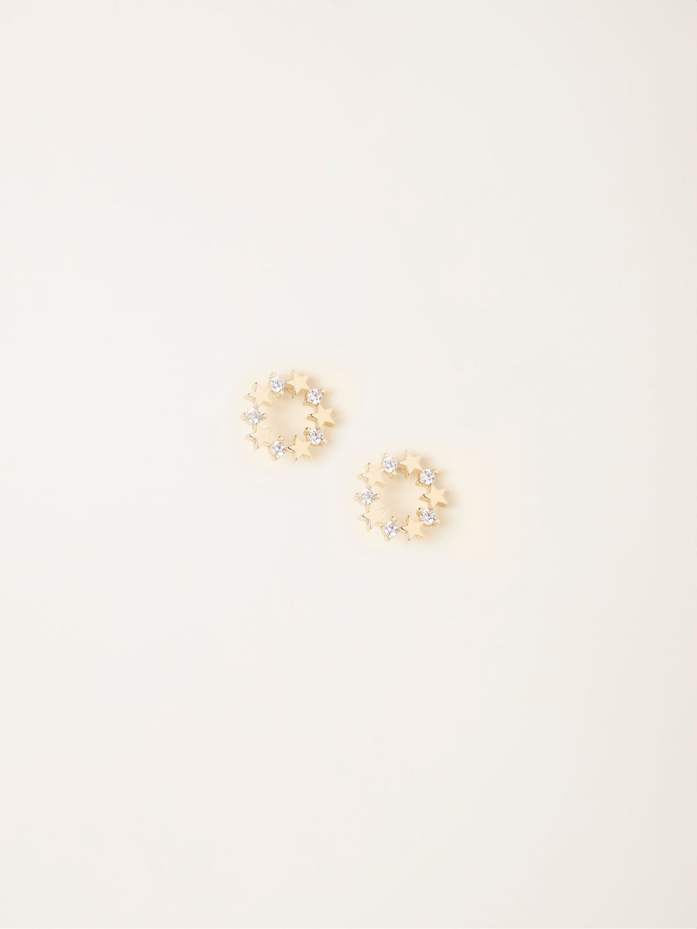 Gold Tone Star Ring Stud Earrings