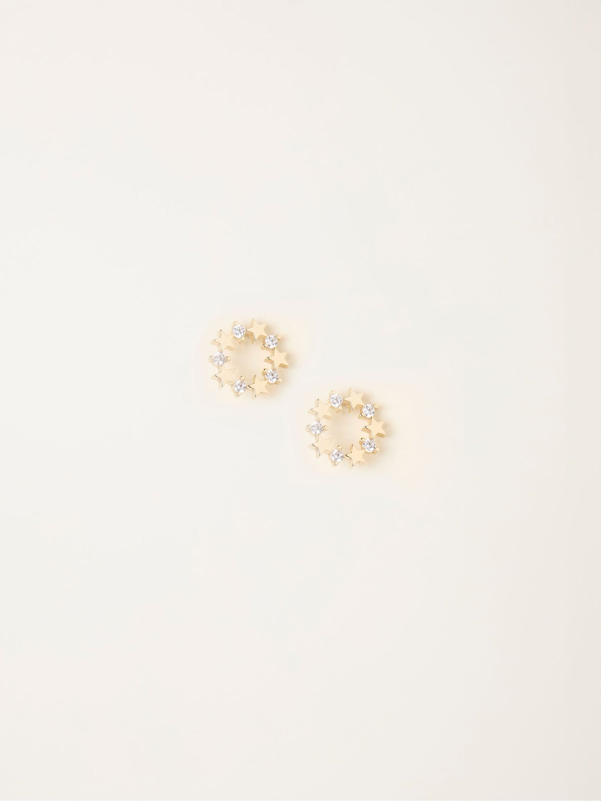 Gold Tone Star Ring Stud Earrings