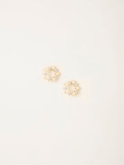 Gold Tone Star Ring Stud Earrings