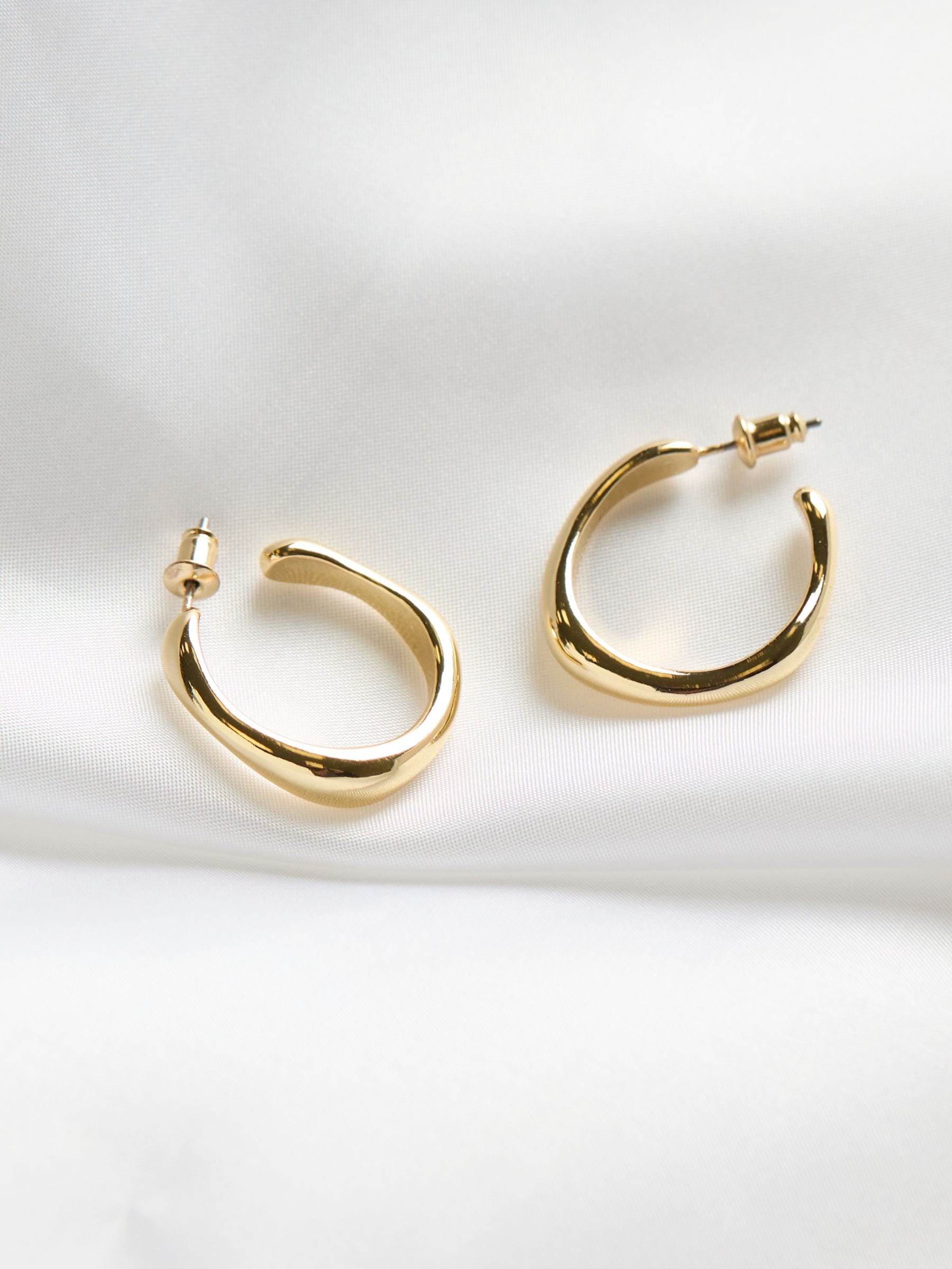 Gold Tone Chunky Hoop Earrings