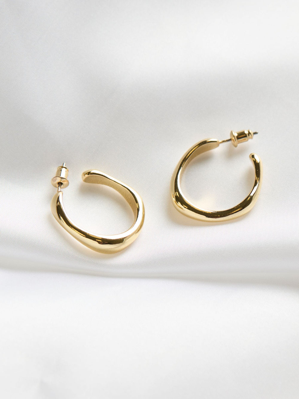 Gold Tone Chunky Hoop Earrings