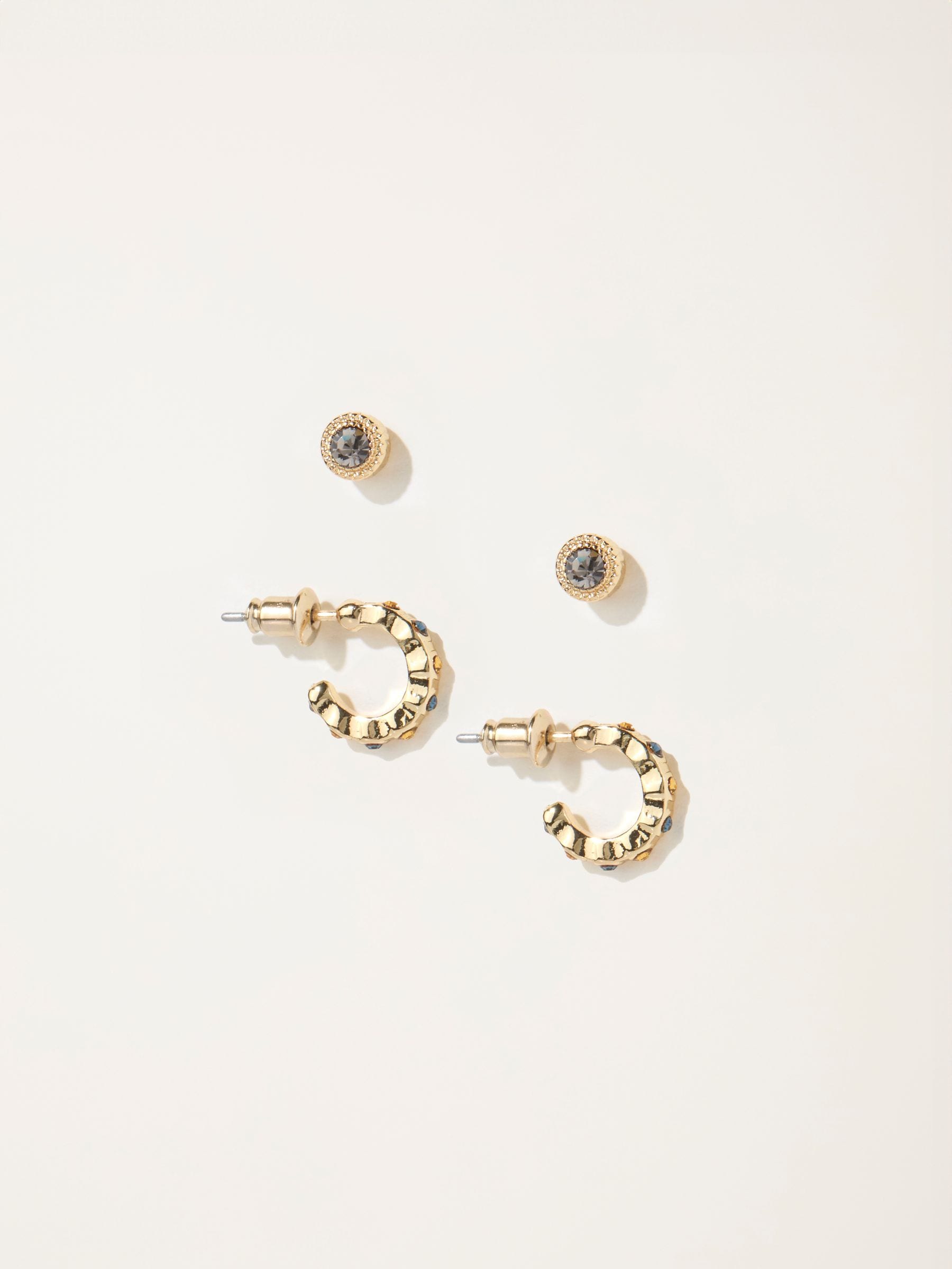 Gold Tone 2 Pack Of Stud And Huggie Earrings