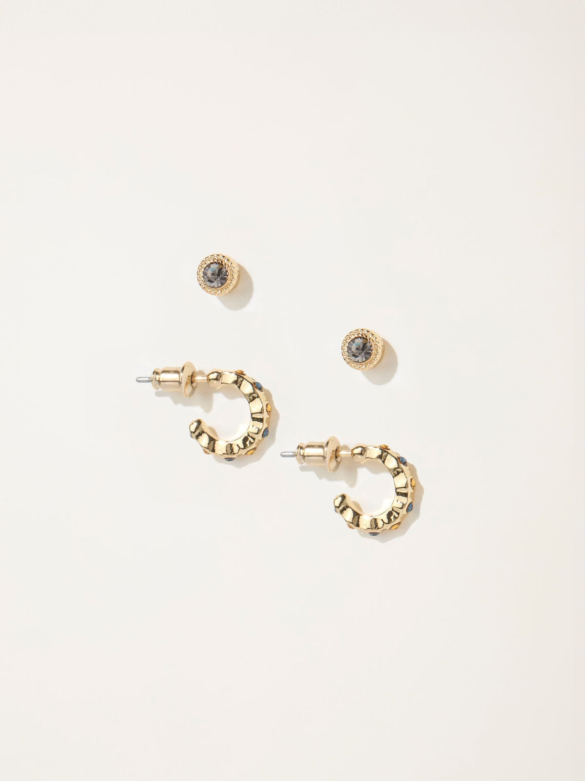 Gold Tone 2 Pack Of Stud And Huggie Earrings