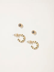 Gold Tone 2 Pack Of Stud And Huggie Earrings