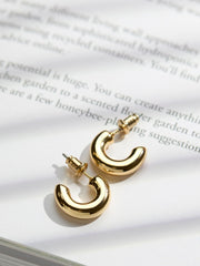 Gold Tone Chunky Huggie Earrings