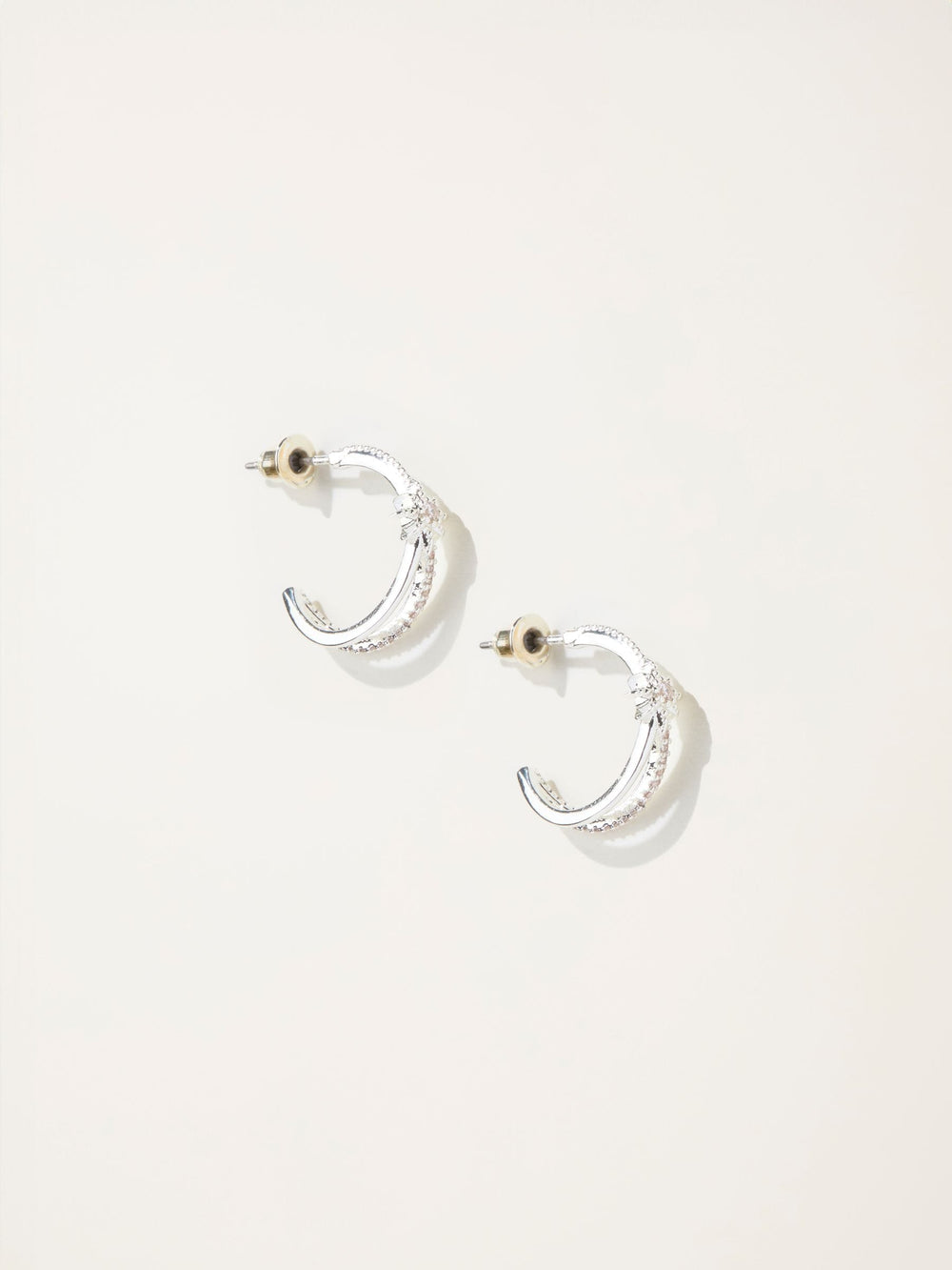 Silver Tone Star Huggie Earrings