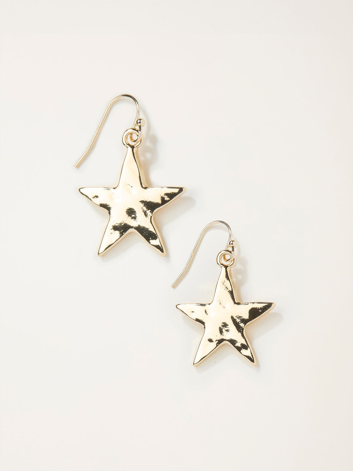 Gold Tone Large Star Drop Earrings