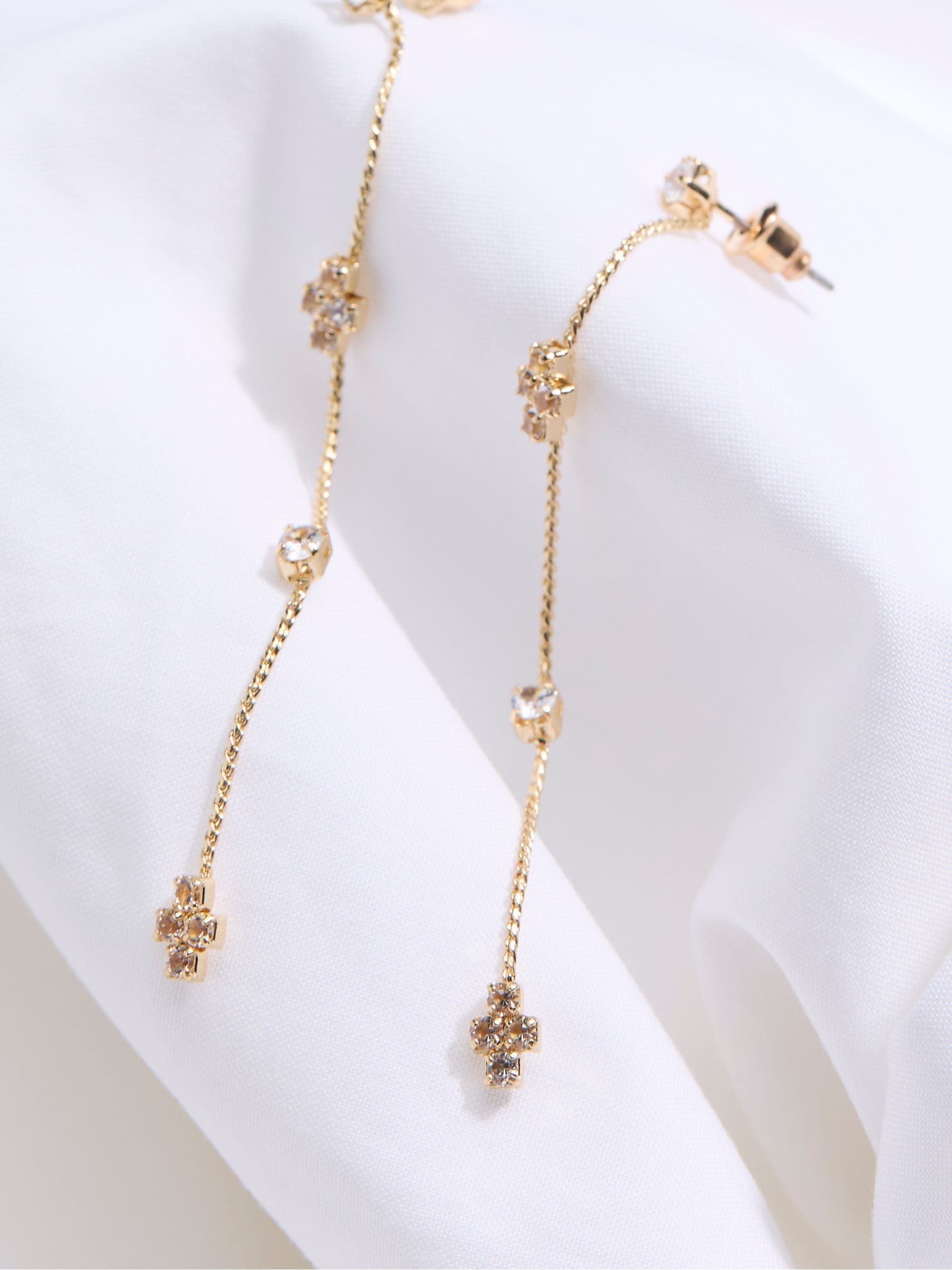 Gold Tone Gem Drop Earrings