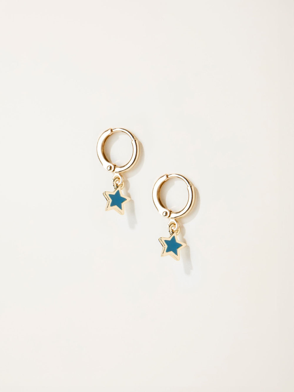 Teal Blue Enamel Star Drop Earrings
