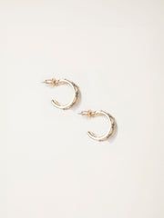 Navy Bliue Enamel Daisy Hoop Earrings