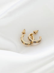Navy Bliue Enamel Daisy Hoop Earrings