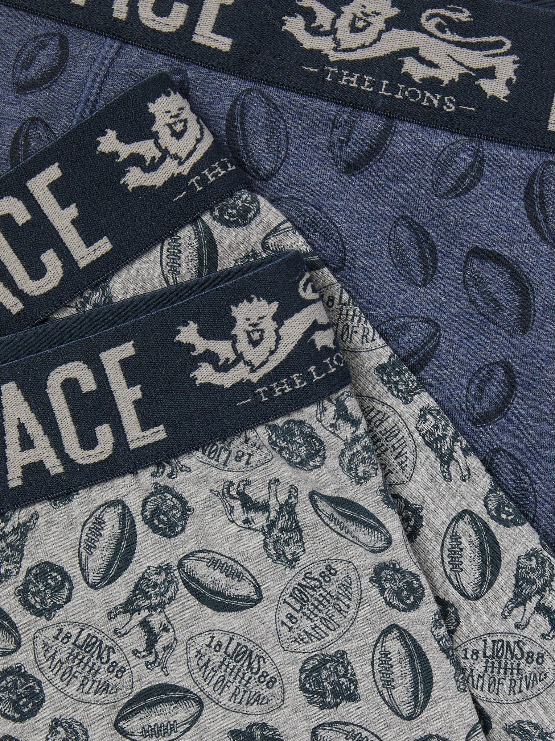 Grey & Navy Blue Lion's Tour Boxers 2 Pack