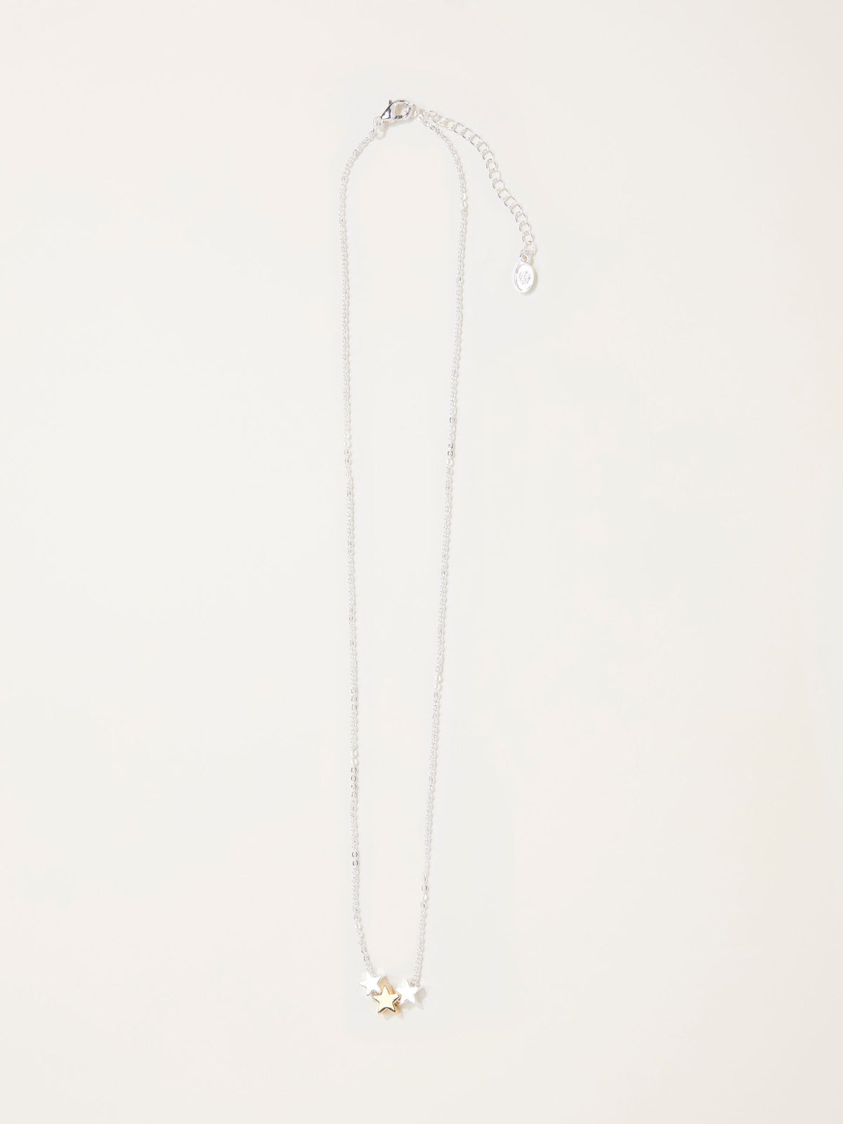 Silver Tone Trio Star Necklace