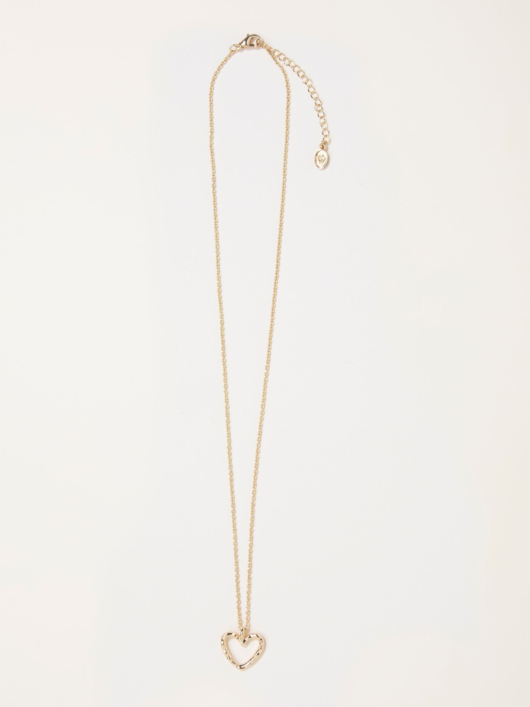 Gold Tone Hammered Heart Necklace