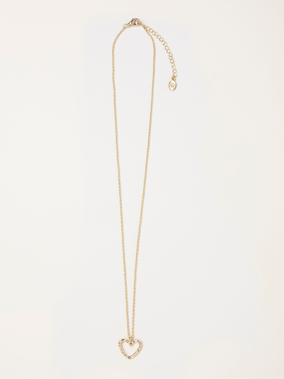 Gold Tone Hammered Heart Necklace