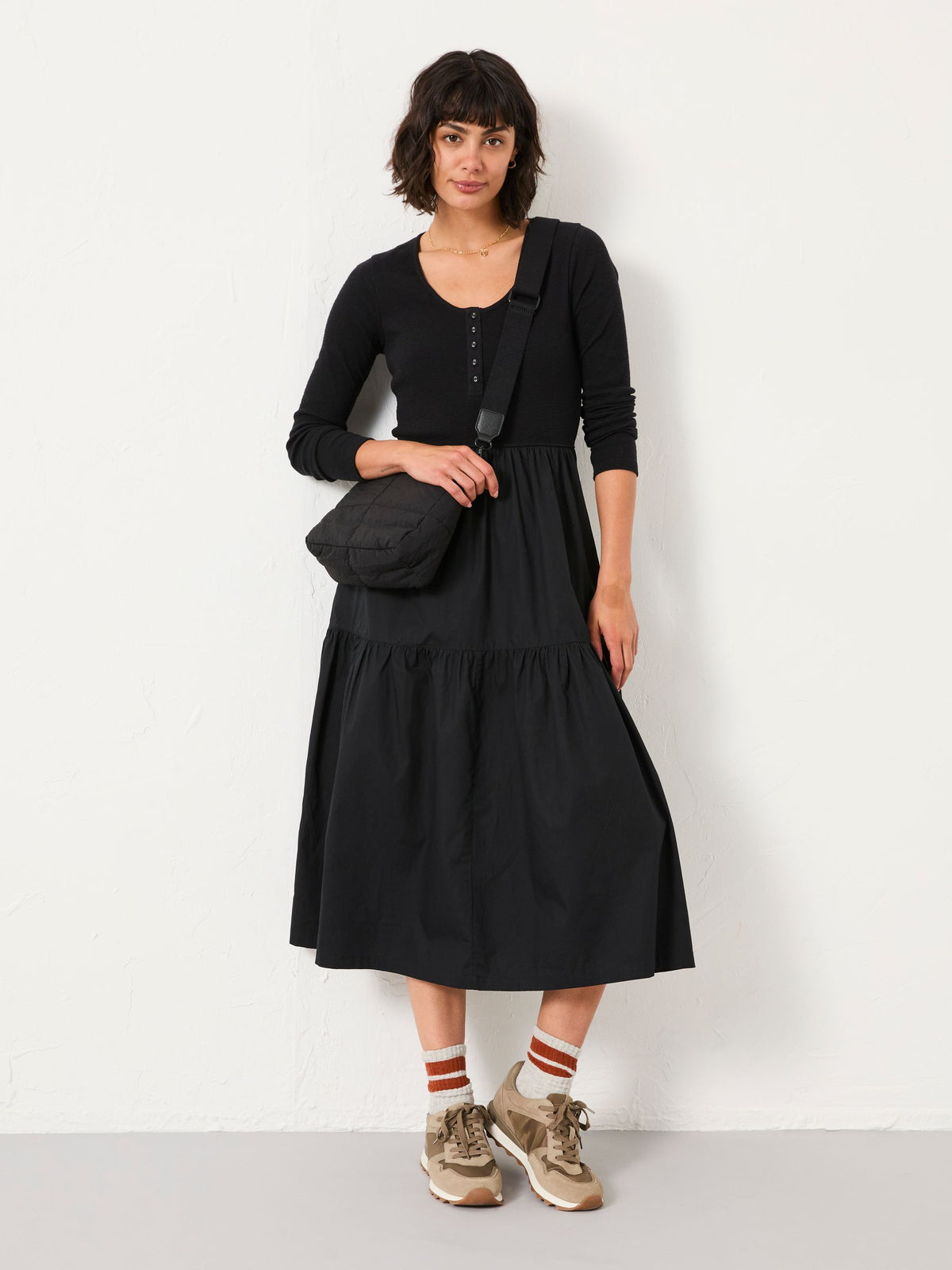 Louise Black Regular Jersey Woven Dress