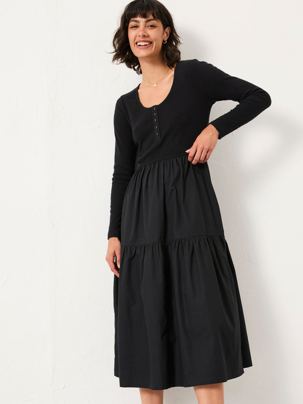 Louise Black Regular Jersey Woven Dress
