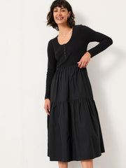 Louise Black Regular Jersey Woven Dress