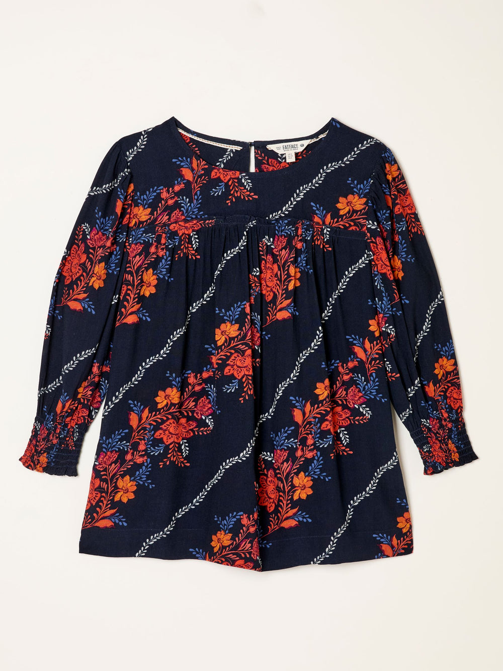 Shelley Navy Folk Floral Blouse