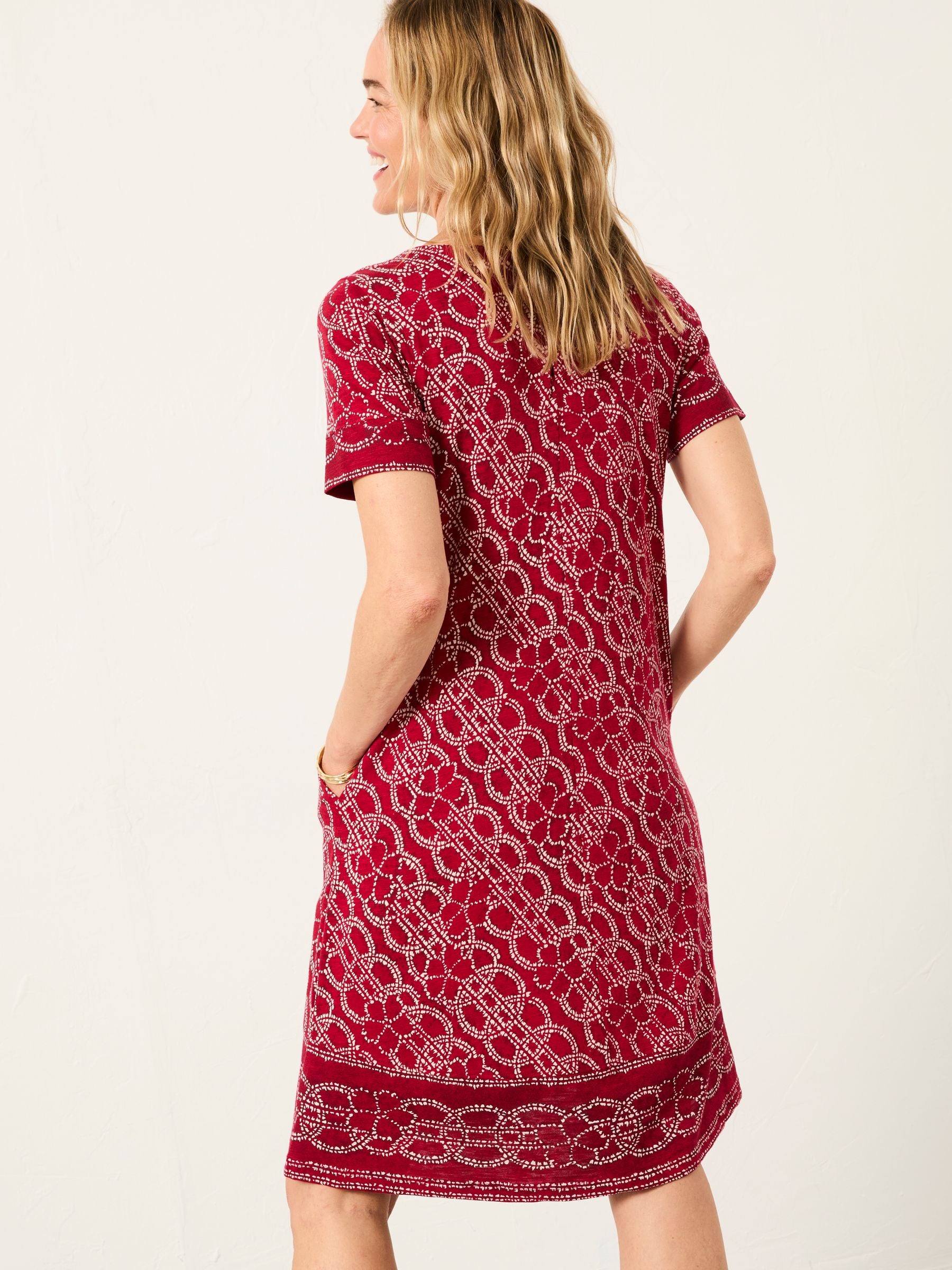Simone Red Texture Floral Petite Jersey Dress