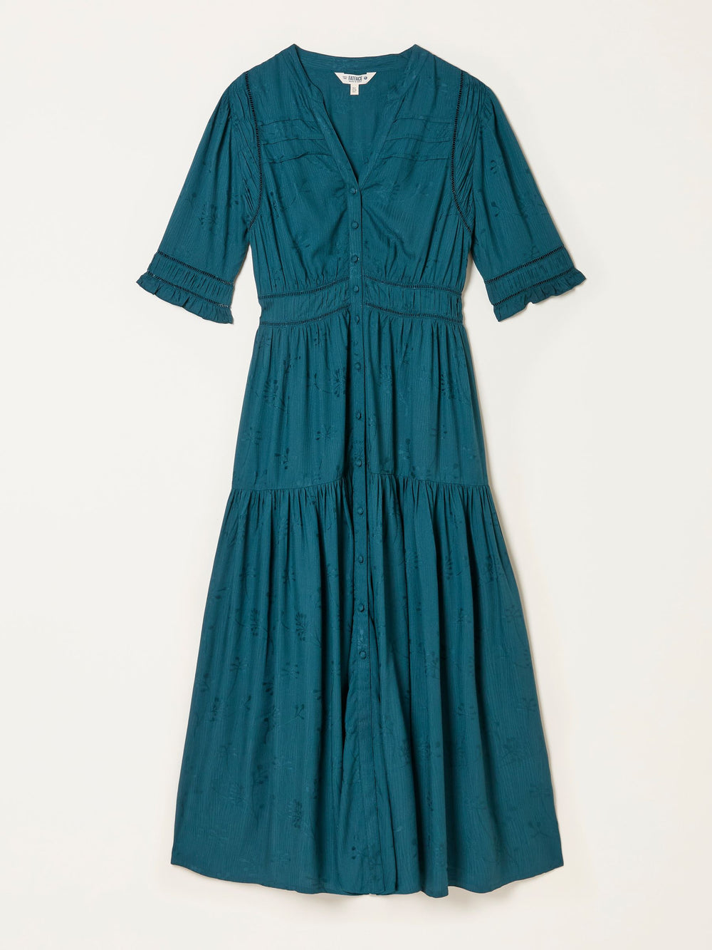 Elsie Dark Teal Petite Embroidered Midi Dress