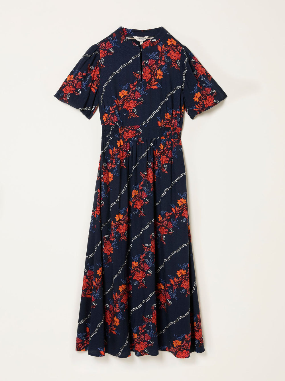 Becky Navy Folk Floral Petite Midi Dress