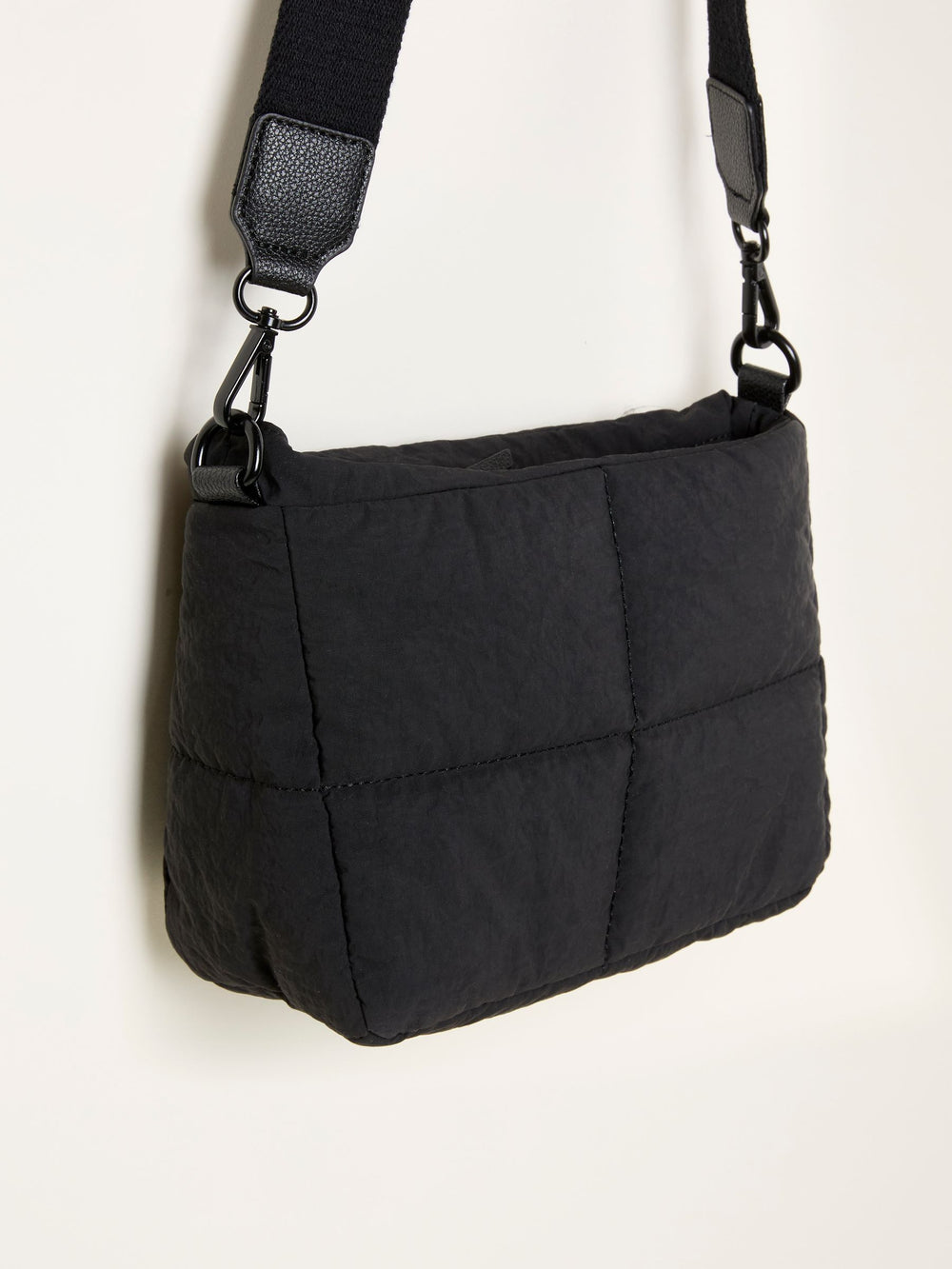 Black Quilted Nylon Crossbody Bag