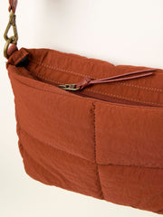Dark Orange Quilted Nylon Crossbody Bag