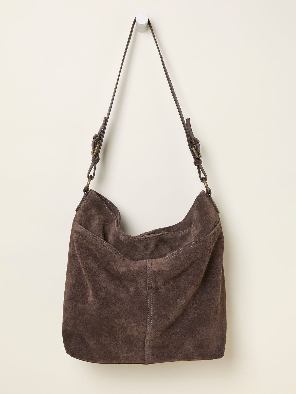 Molly Chocolate Brown Suede Shoulder Bag