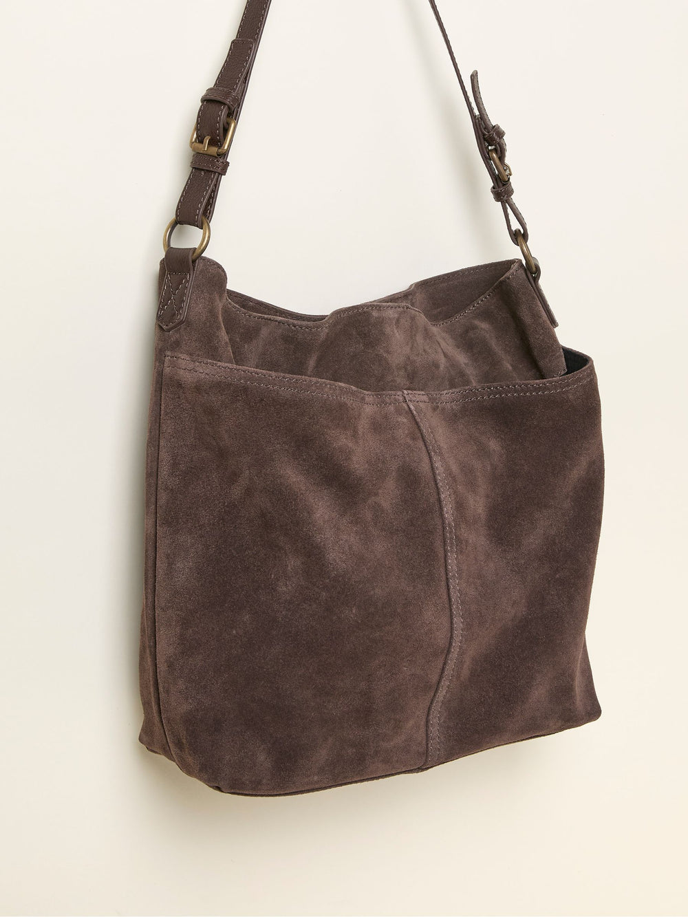 Molly Chocolate Brown Suede Shoulder Bag