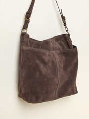 Molly Chocolate Brown Suede Shoulder Bag